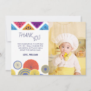 Feestelijke Mexicaanse Papier Fan Foto Kind Dank u Kaart