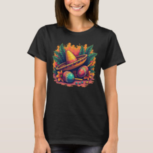 Feestelijke Mexicaanse Sombrero & Maracas T-shirt