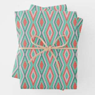 Feestelijke Mid-Century Geometric Christmas Mint P Inpakpapier Vel