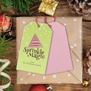 Feestelijke Minimal Christmas Elf Pet Roze Rode St Cadeaulabel