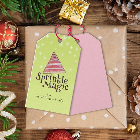 Feestelijke Minimal Christmas Elf Pet Roze Rode St Cadeaulabel