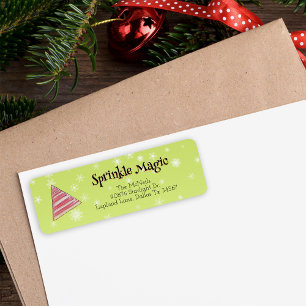 Feestelijke Minimal Christmas Hand Drawn Elf Pet Etiket