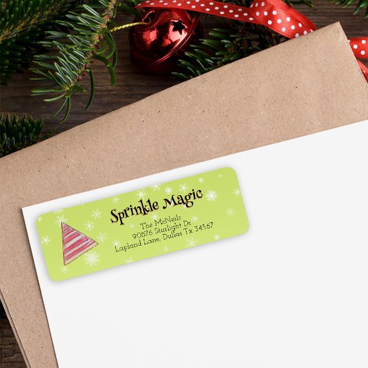 Feestelijke Minimal Christmas Hand Drawn Elf Pet Etiket