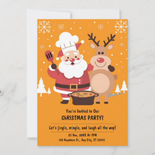 Feestelijke Modern Funny Schattigee Kerstuitnodigi Kaart