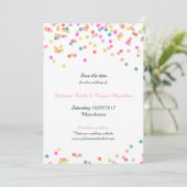 Feestelijke moderne Confetti bruiloft Save the Dat Date (Staand voorkant)
