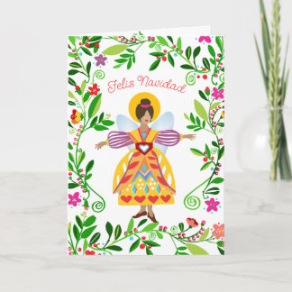 Feestelijke Moderne Folk Angel Spaanse Kerst Kaart