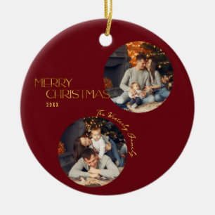 Feestelijke moderne kerstboogfoto keramisch ornament