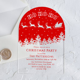 Feestelijke moderne kerstfeest Santa Red Acryl Uitnodigingen