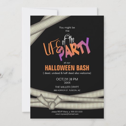 Feestelijke mummie Halloween oranje ID685 Kaart (Voorkant)