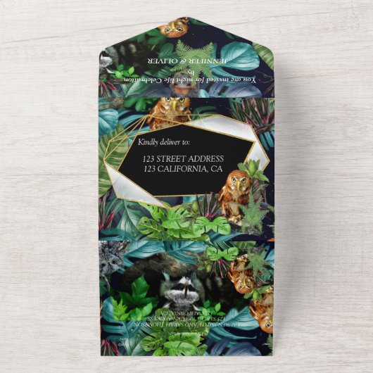 Feestelijke nachtleven viering all in one uitnodiging (Buitenkant)