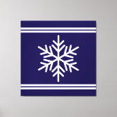 Feestelijke Navy Blue White Racing Stripes Snowfla Canvas Afdruk (Voorkant)