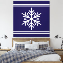 Feestelijke Navy Blue White Racing Stripes Snowfla