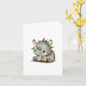 Feestelijke Neushoorn Kaart (Gele Bloem)