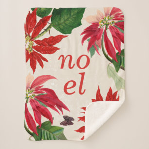 Feestelijke Noel Waterverf Poinsettia Floral Sherpa Deken