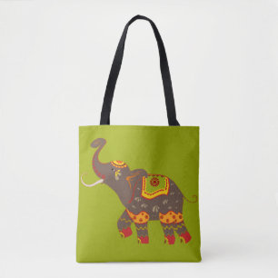 Feestelijke Olifant Groen Draagtas