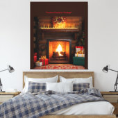 Feestelijke open haard decor canvas afdruk (Insitu (Slaapkamer))