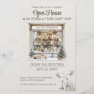 Feestelijke open huis marketing voor een gezellige flyer
