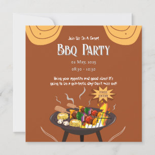 Feestelijke Oranje Bruine BBQ Feest Platte Kaart