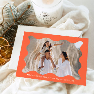 Feestelijke Oranje Retro Fotolijst Prettig Kerstfe Feestdagenkaart