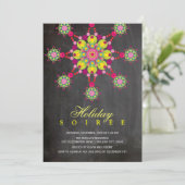 Feestelijke Ornament Chalkboard Holiday Party Uitn Kaart (Staand voorkant)