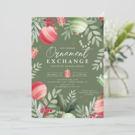 Feestelijke Ornament uitwisseling kerst Kaart (Staand voorkant)