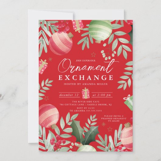Feestelijke Ornament uitwisseling kerst Kaart (Voorkant)