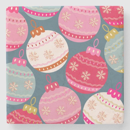 Feestelijke Ornamenten Kerst Stenen Onderzetter (Voorkant)