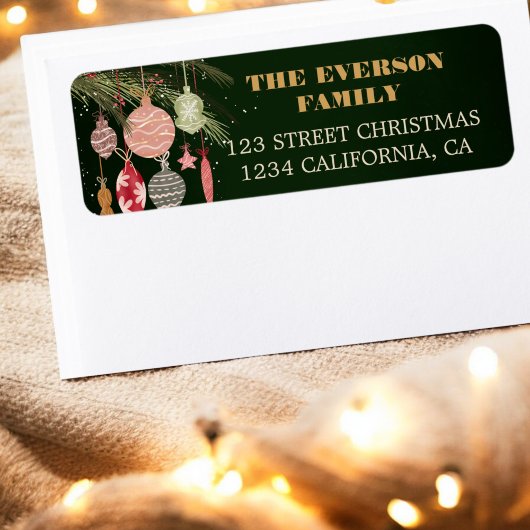 Feestelijke  Ornamenten Kerstillustraties Etiket