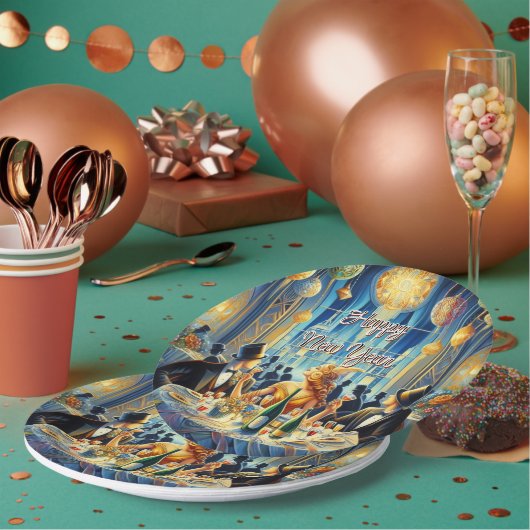 Feestelijke  oudejaarsavond papier Bord (Multi)