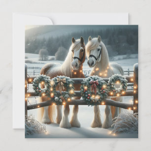 Feestelijke paarden en kerstverlichting gepersonal kaart