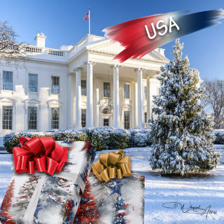 Feestelijke patriottische kerstbomen cadeaupapier