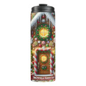 Feestelijke peperkoek huis overdekte Snoepjes Thermosbeker (Voorkant)