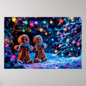 Feestelijke peperkoek mannen sneeuw fantasie poster (Voorkant)