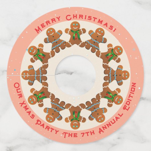 Feestelijke peperkoekkoekjes wijnglaslabel (Voorkant)