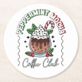 Feestelijke Pepermunt Mocha Koffie Cup Design Ronde Kartonnen Onderzetter (Voorkant)