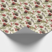 Feestelijke pinecones greens betegeld cadeaupapier (Hoek)