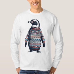 Feestelijke Pinguïn in een Kleurrijke Trui T-shirt