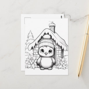 Feestelijke pinguïn kinder kleurstof Briefkaart