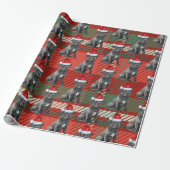 Feestelijke Plaid Cane Corso Santa Dog Kerstmis Cadeaupapier (Uitgerold)