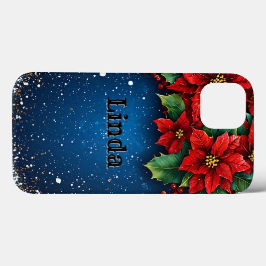 Feestelijke Poinsettia bloemen met sneeuw Case-Mate iPhone Case (Achterkant (horizontaal))
