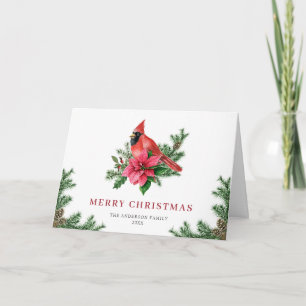 Feestelijke Poinsettia Rode Kardinaal Kerst Groet Feestdagen Kaart