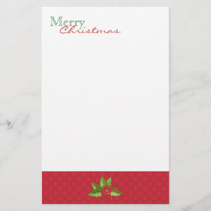 Feestelijke Polka Dots en Holly Christmas Statione Briefpapier