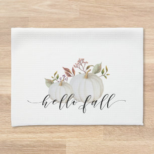 Feestelijke Pompoen Hallo Herfst Calligrafie Theedoek