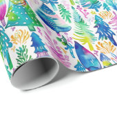 Feestelijke Preppy Kerstbomen Patroon Cadeaupapier (Rol Hoek)