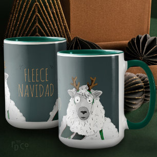 Feestelijke pret 'Fleece Navidad' Schaap Turquoise Mok