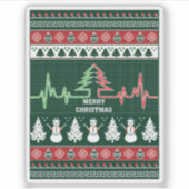Feestelijke pret & hartbeet dennboom sticker (Voorkant)