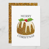 Feestelijke pudding met | GLITTERSPRANKEL | Christ Feestdagenkaart (Voorkant / Achterkant)