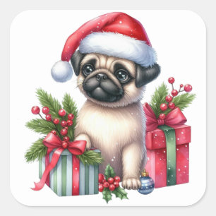 Feestelijke Pug Stickers