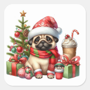 Feestelijke Pug Stickers