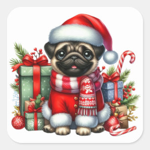 Feestelijke Pug Stickers